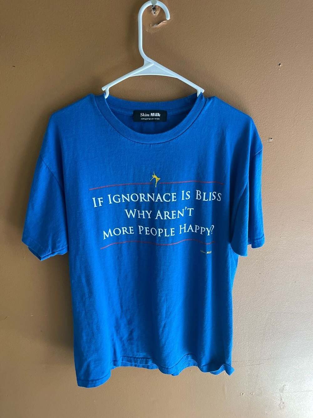 Skim Milk Ignornace Is Bliss Blue Graphic T-Shirt